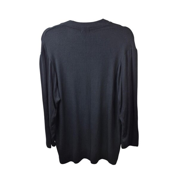 Leset Sweater Womens S Black Knit Pullover Long Sleeve Deep V Neck Top Lori - Picture 2 of 7